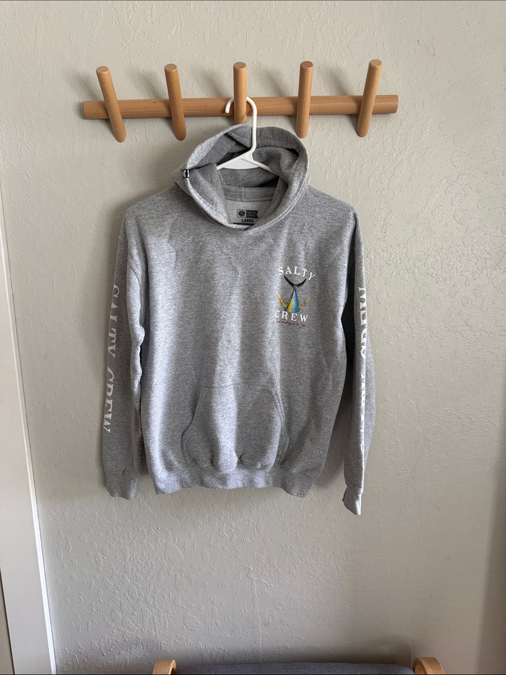 Salty Crew Heather Gray Pullover Hoodie with Sail Logo